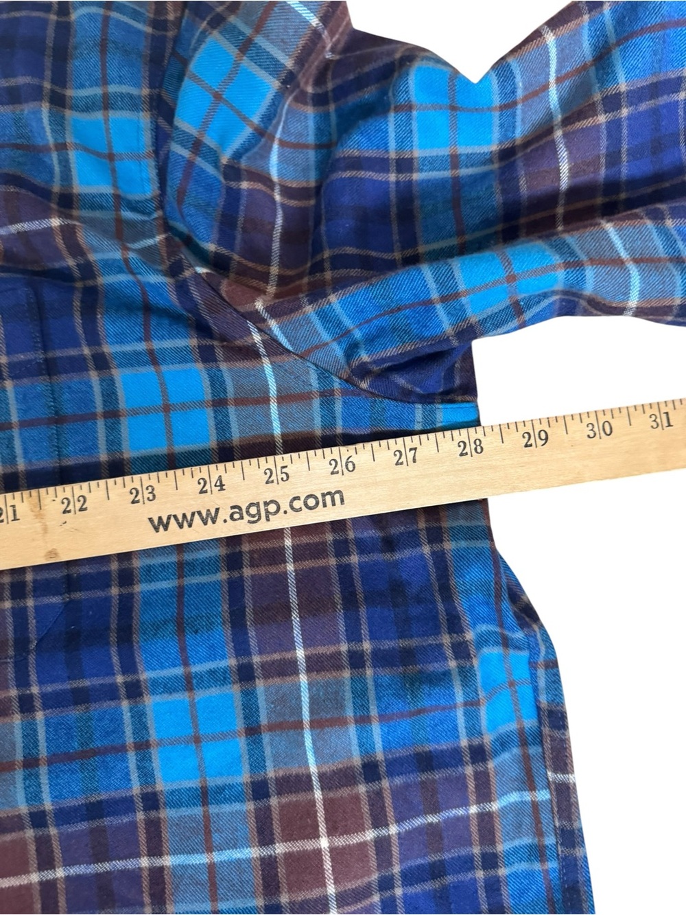 L.L.Bean Plaid Flannel Shirt XXL Blue Burgundy Cotton Button Down Hiking Y78 - Picture 3 of 7